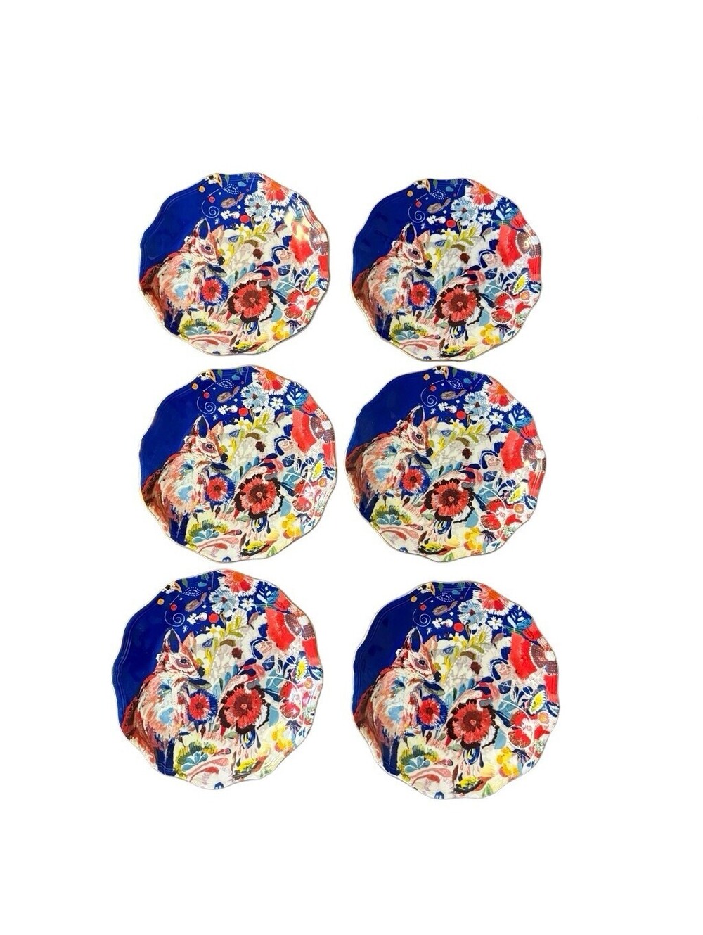 Mooreland by Anthropologie Fox And The Hare 8" Salad Dessert Plates Set Of Six